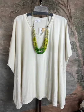 8715 Solid V-Elbow Tunic Tshirt-Ivory