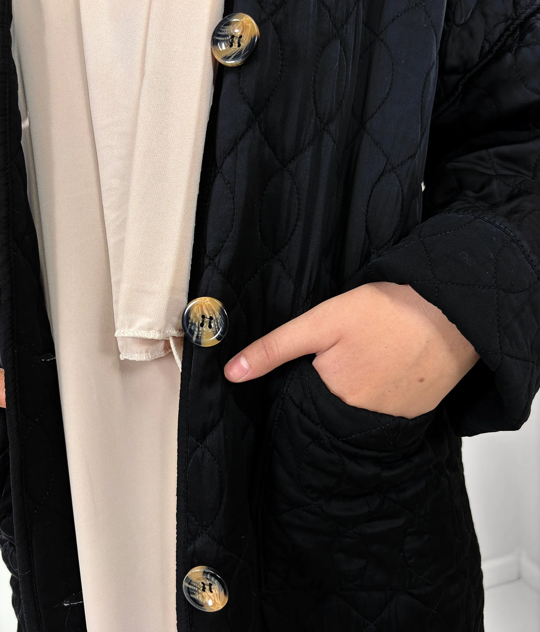 Amina Quilted Coat - Black