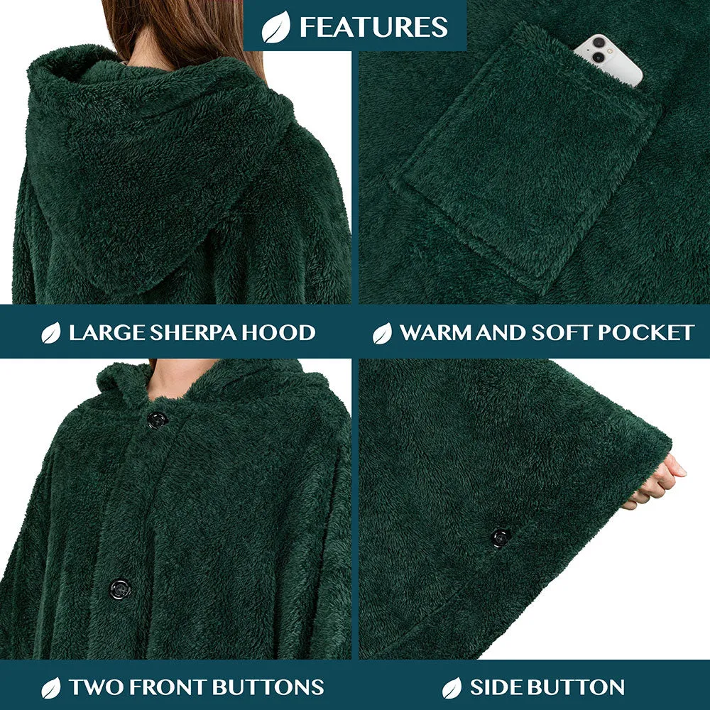 Angel Wrap Hoodie Sherpa Fluffy Poncho Blanket