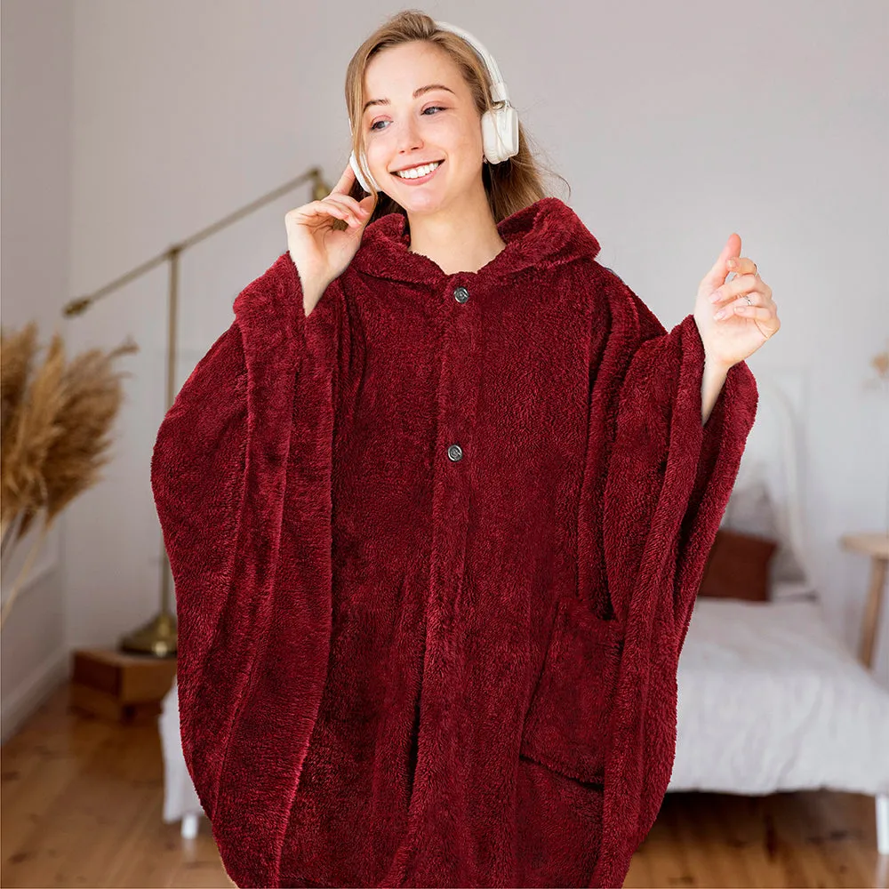 Angel Wrap Hoodie Sherpa Fluffy Poncho Blanket