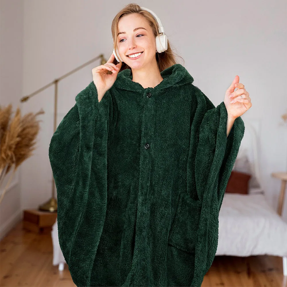 Angel Wrap Hoodie Sherpa Fluffy Poncho Blanket
