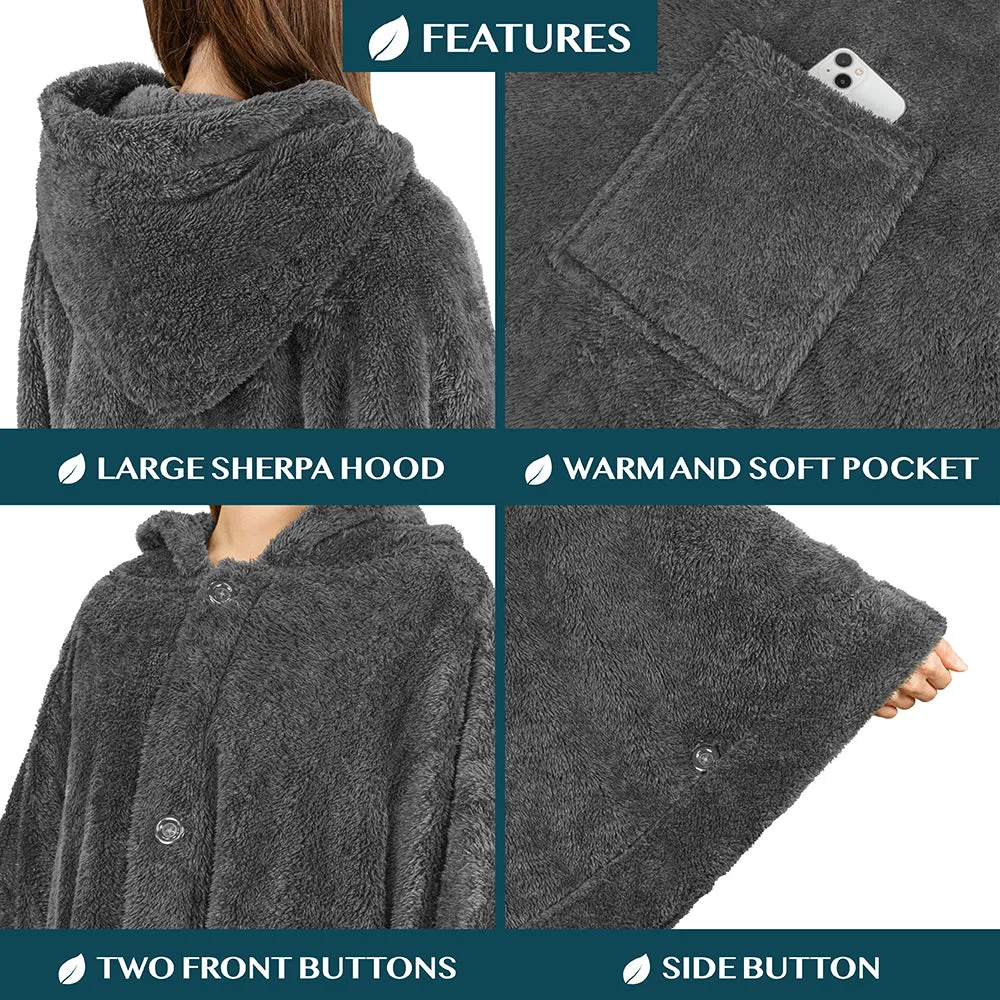 Angel Wrap Hoodie Sherpa Fluffy Poncho Blanket