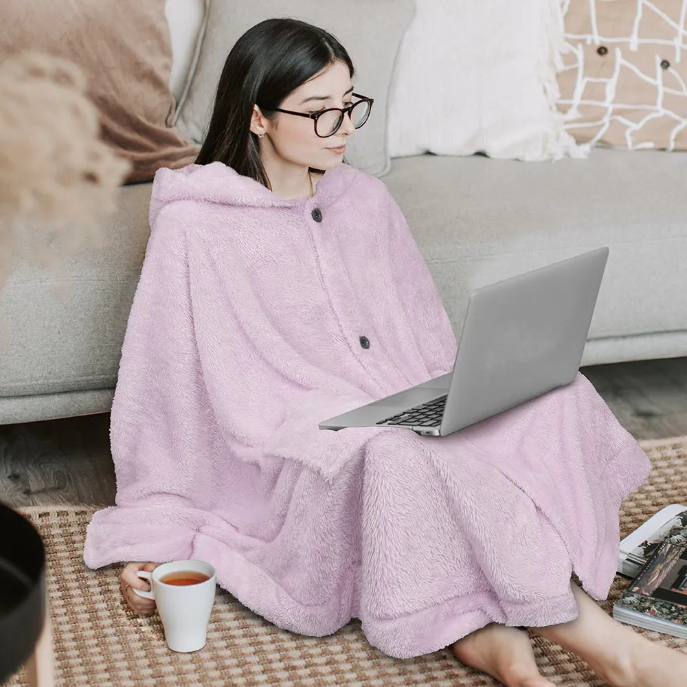Angel Wrap Hoodie Sherpa Fluffy Poncho Blanket