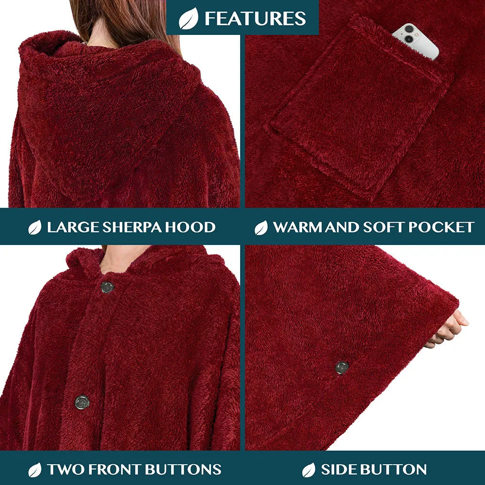 Angel Wrap Hoodie Sherpa Fluffy Poncho Blanket