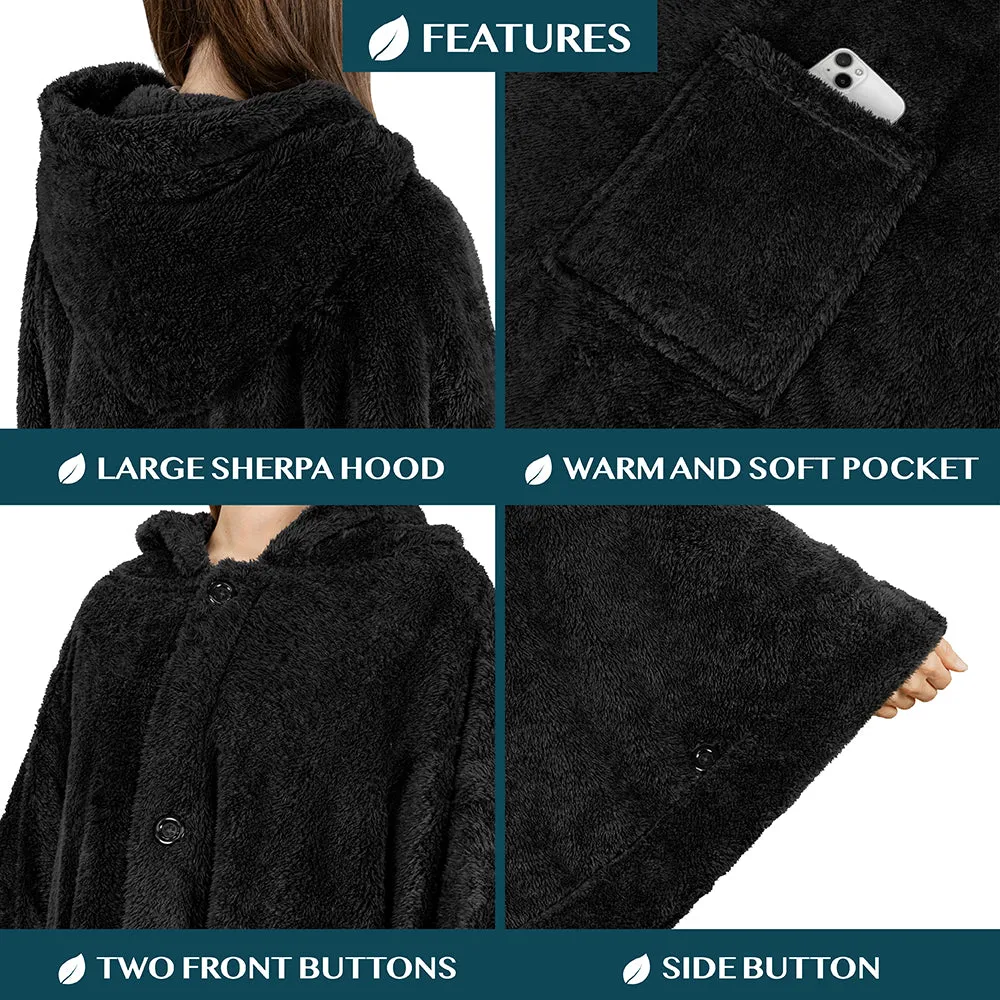 Angel Wrap Hoodie Sherpa Fluffy Poncho Blanket