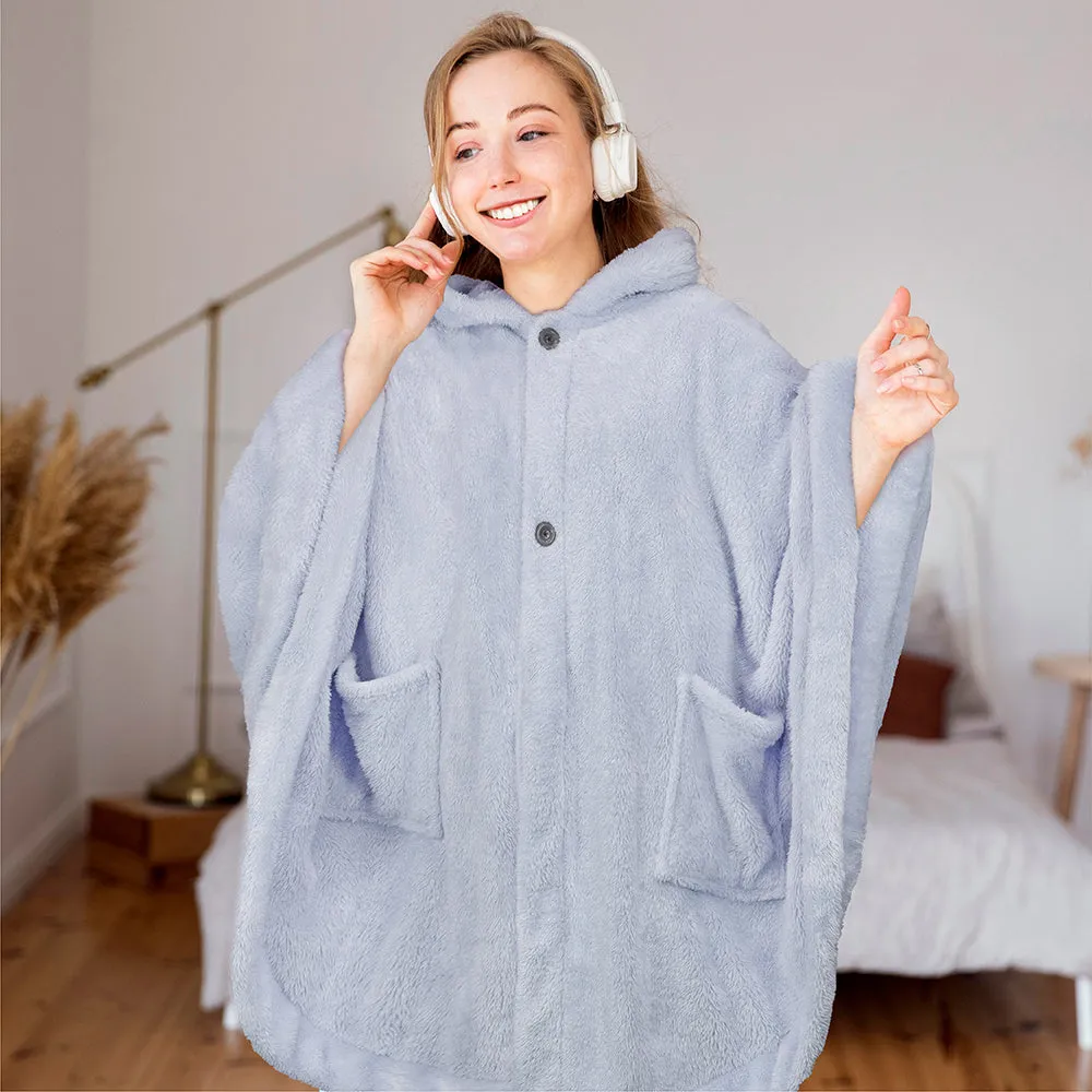 Angel Wrap Hoodie Sherpa Fluffy Poncho Blanket