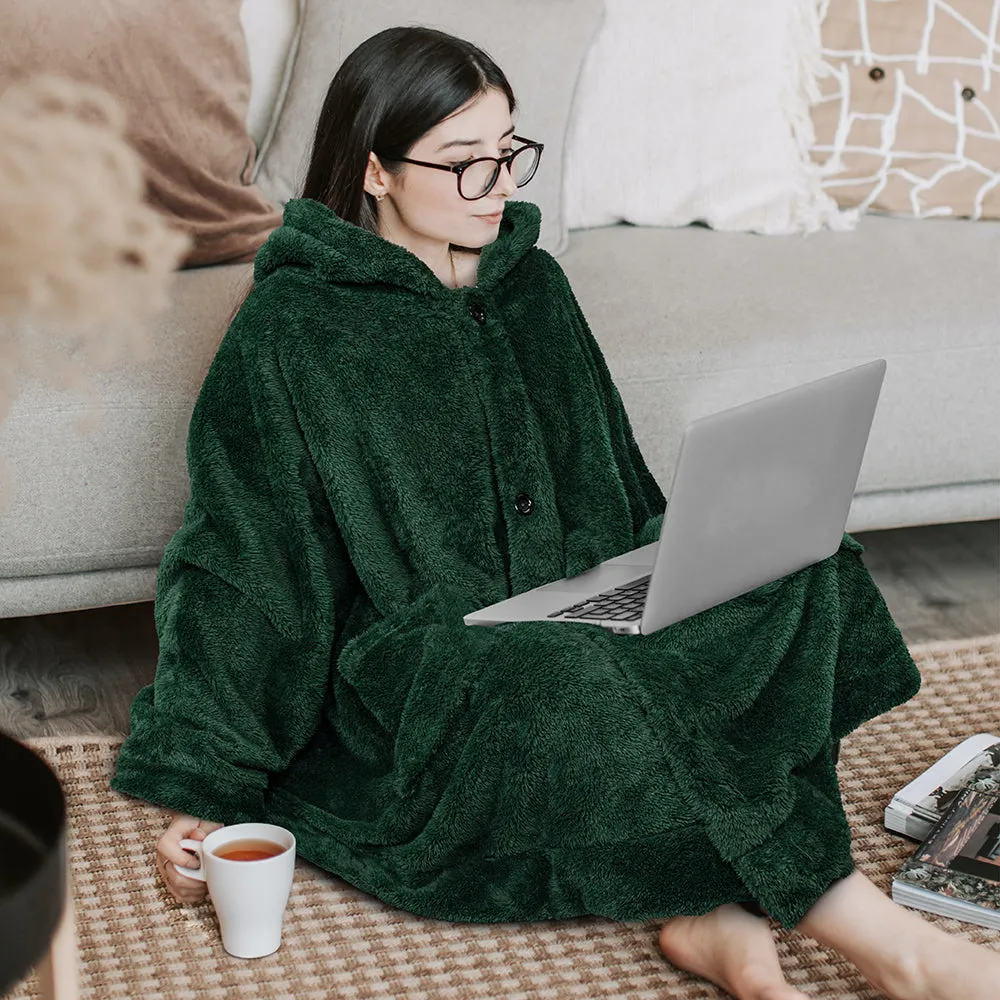 Angel Wrap Hoodie Sherpa Fluffy Poncho Blanket