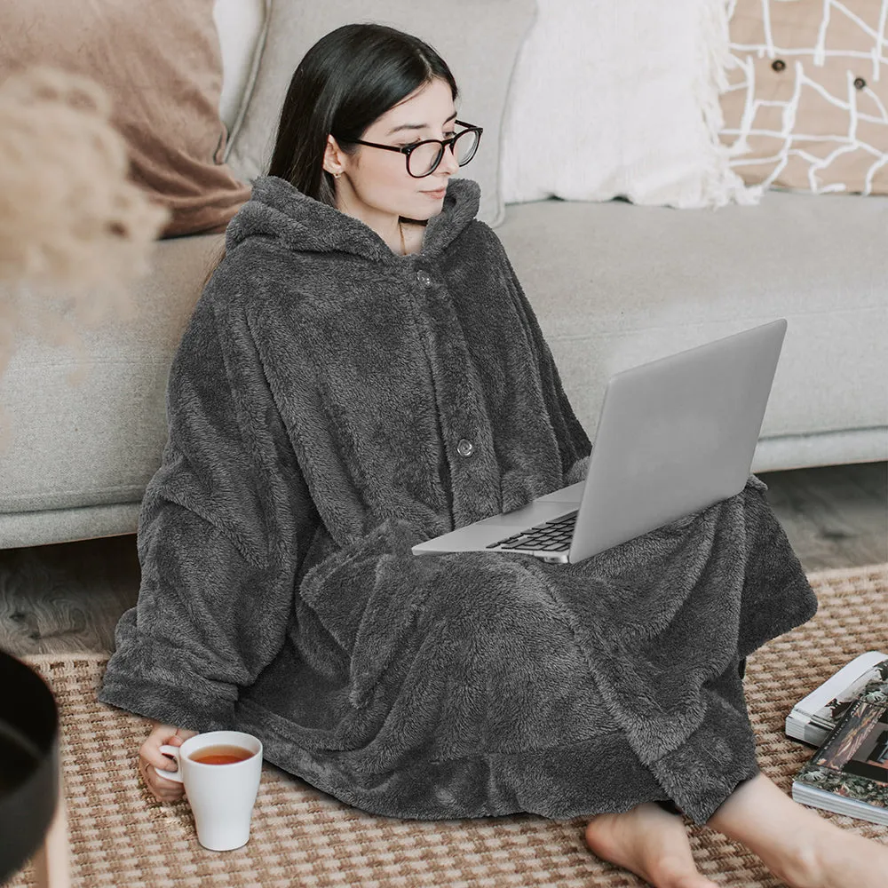 Angel Wrap Hoodie Sherpa Fluffy Poncho Blanket