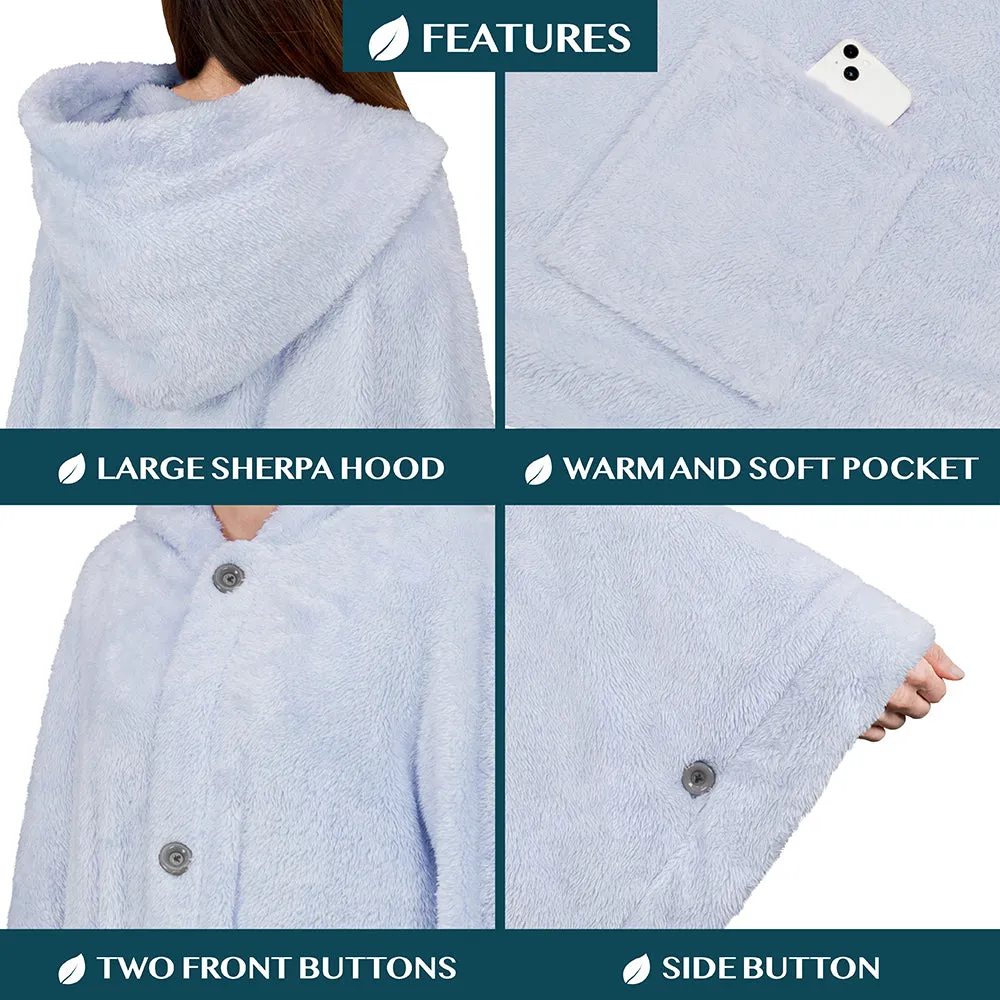 Angel Wrap Hoodie Sherpa Fluffy Poncho Blanket