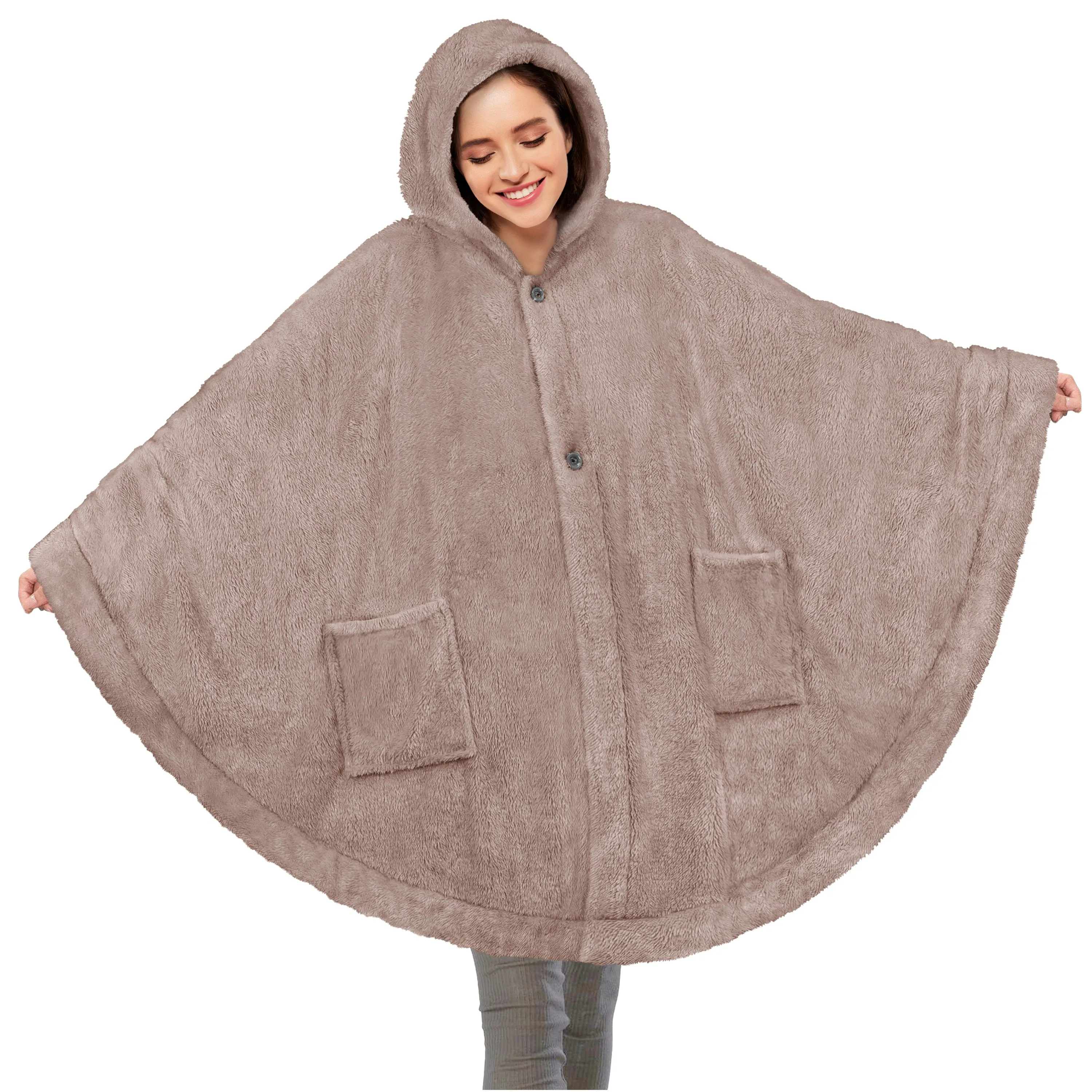 Angel Wrap Hoodie Sherpa Fluffy Poncho Blanket