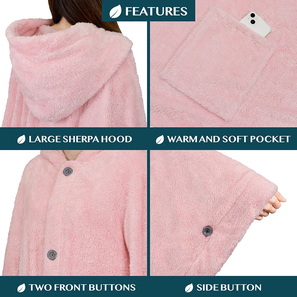 Angel Wrap Hoodie Sherpa Fluffy Poncho Blanket