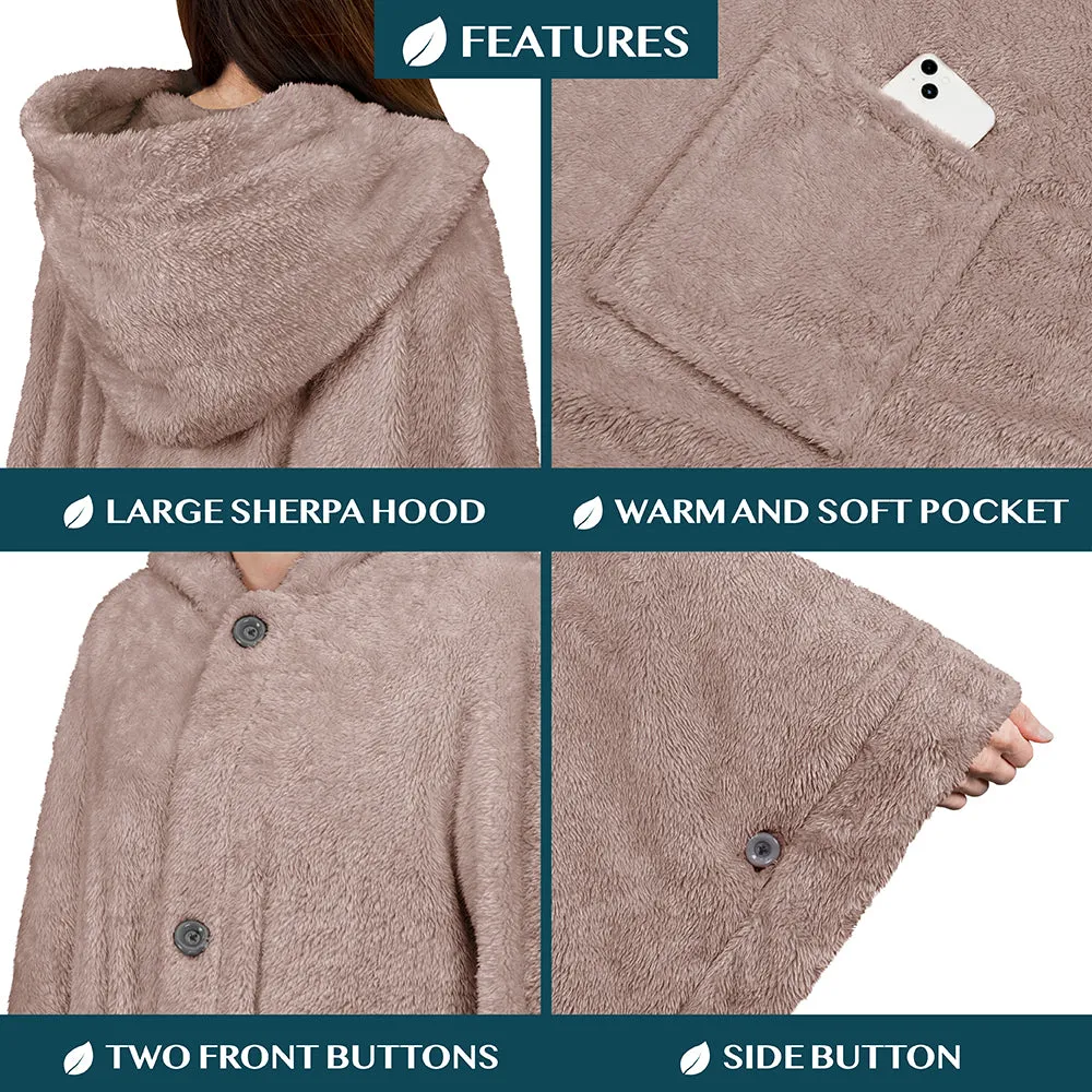 Angel Wrap Hoodie Sherpa Fluffy Poncho Blanket