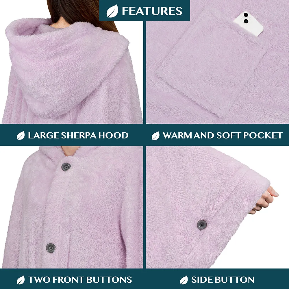 Angel Wrap Hoodie Sherpa Fluffy Poncho Blanket