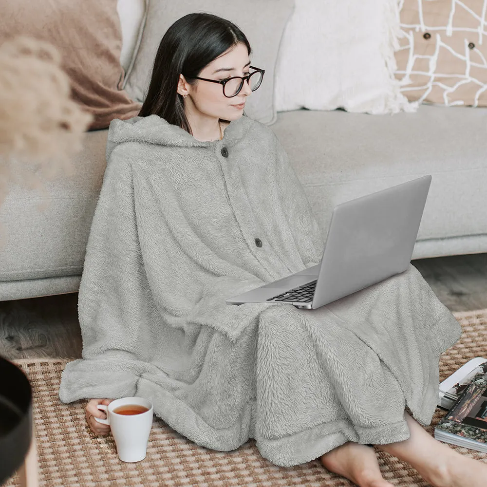 Angel Wrap Hoodie Sherpa Fluffy Poncho Blanket