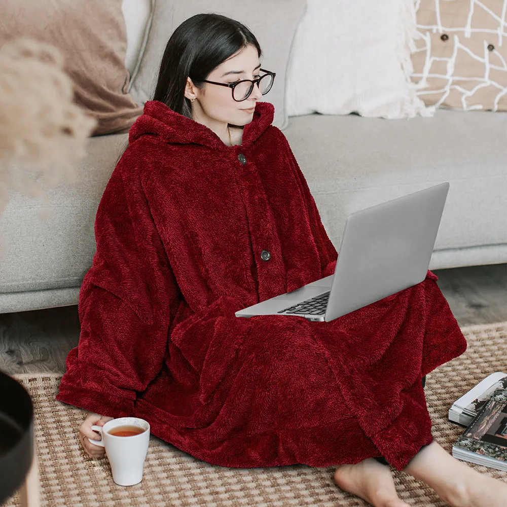 Angel Wrap Hoodie Sherpa Fluffy Poncho Blanket
