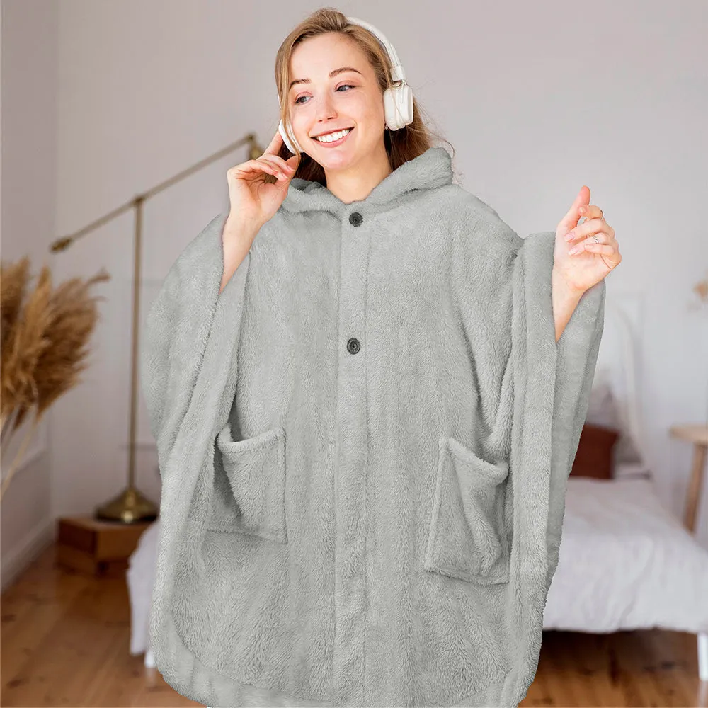 Angel Wrap Hoodie Sherpa Fluffy Poncho Blanket