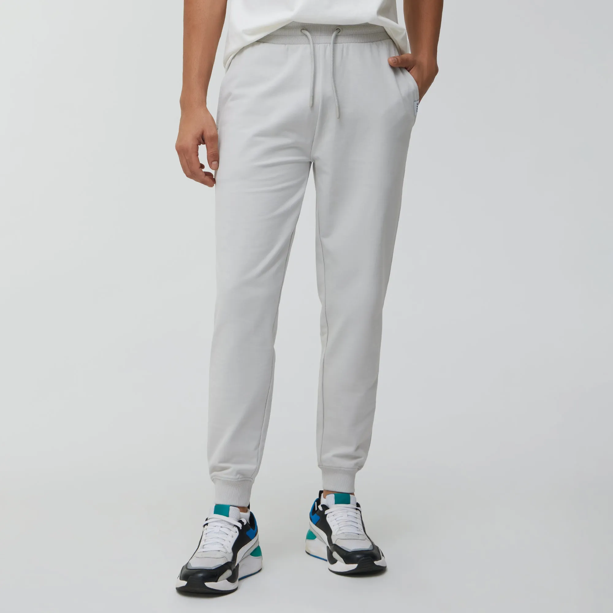 Ascent French Terry Cotton Blend Joggers Chrome White