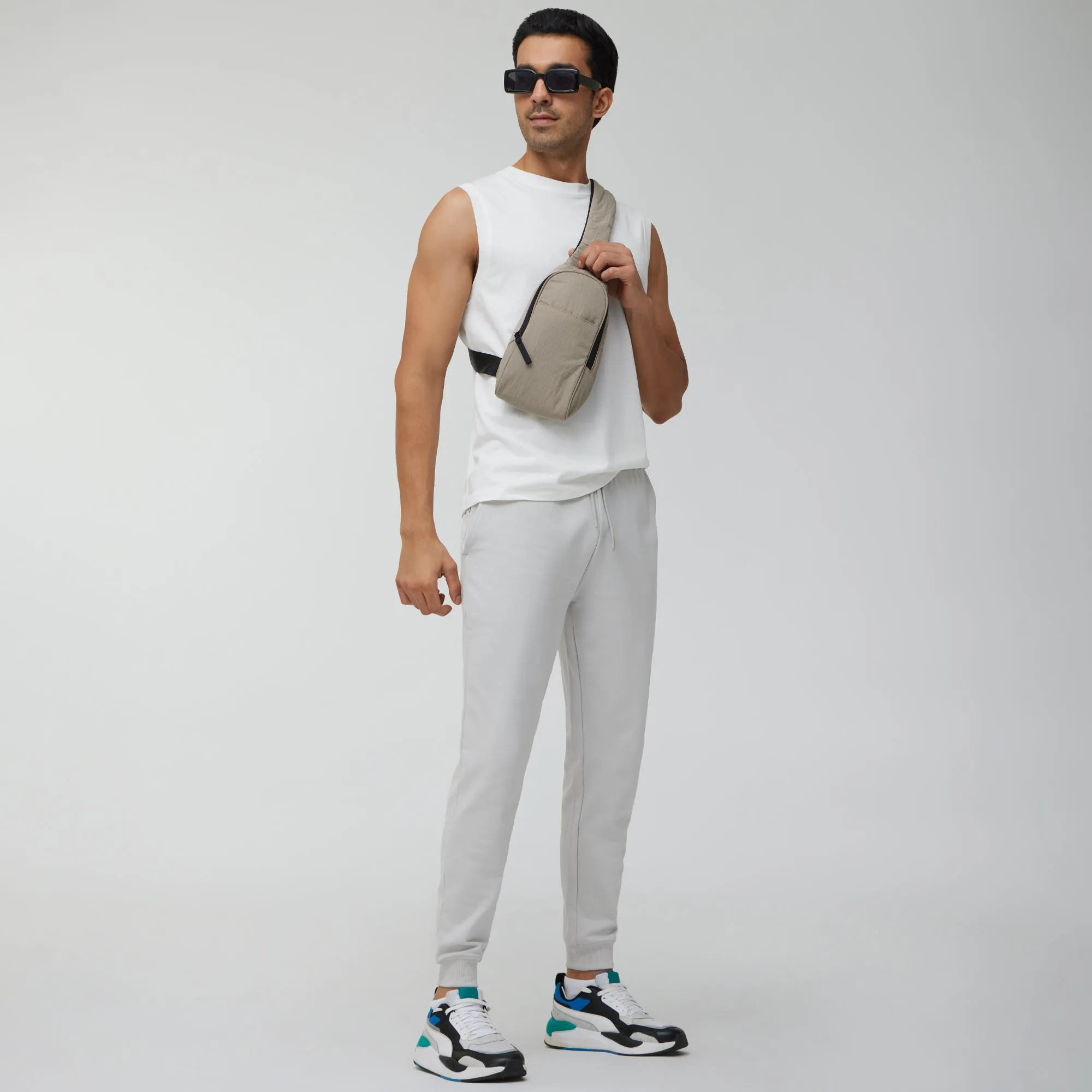 Ascent French Terry Cotton Blend Joggers Chrome White