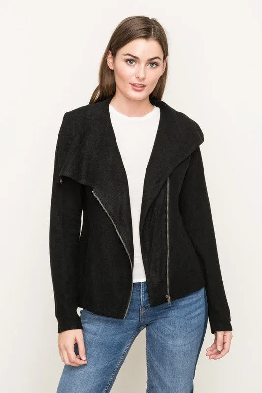 Asymmetrical Black Zipper Jacket