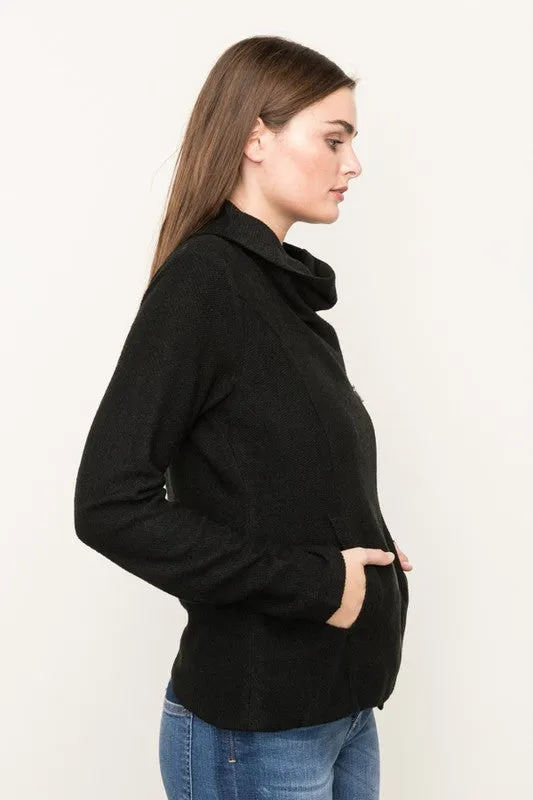 Asymmetrical Black Zipper Jacket