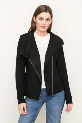 Asymmetrical Black Zipper Jacket