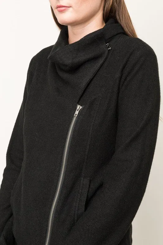 Asymmetrical Black Zipper Jacket