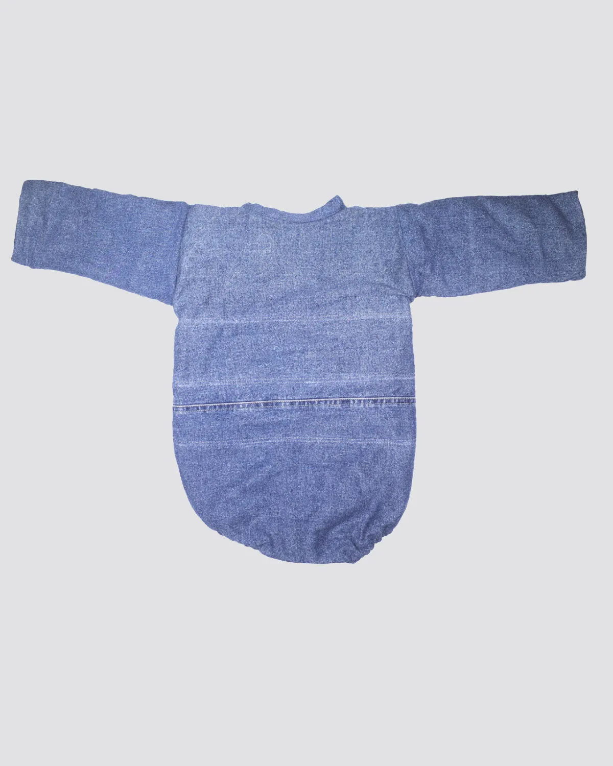 Baby Winter Kimono Onesie - Light Vintage Denim Fleece Interior