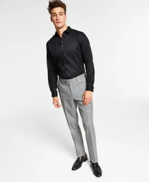 Bar Iii Men's Slim Fit Plaid Suit Dress Pants Black White 32 x 34