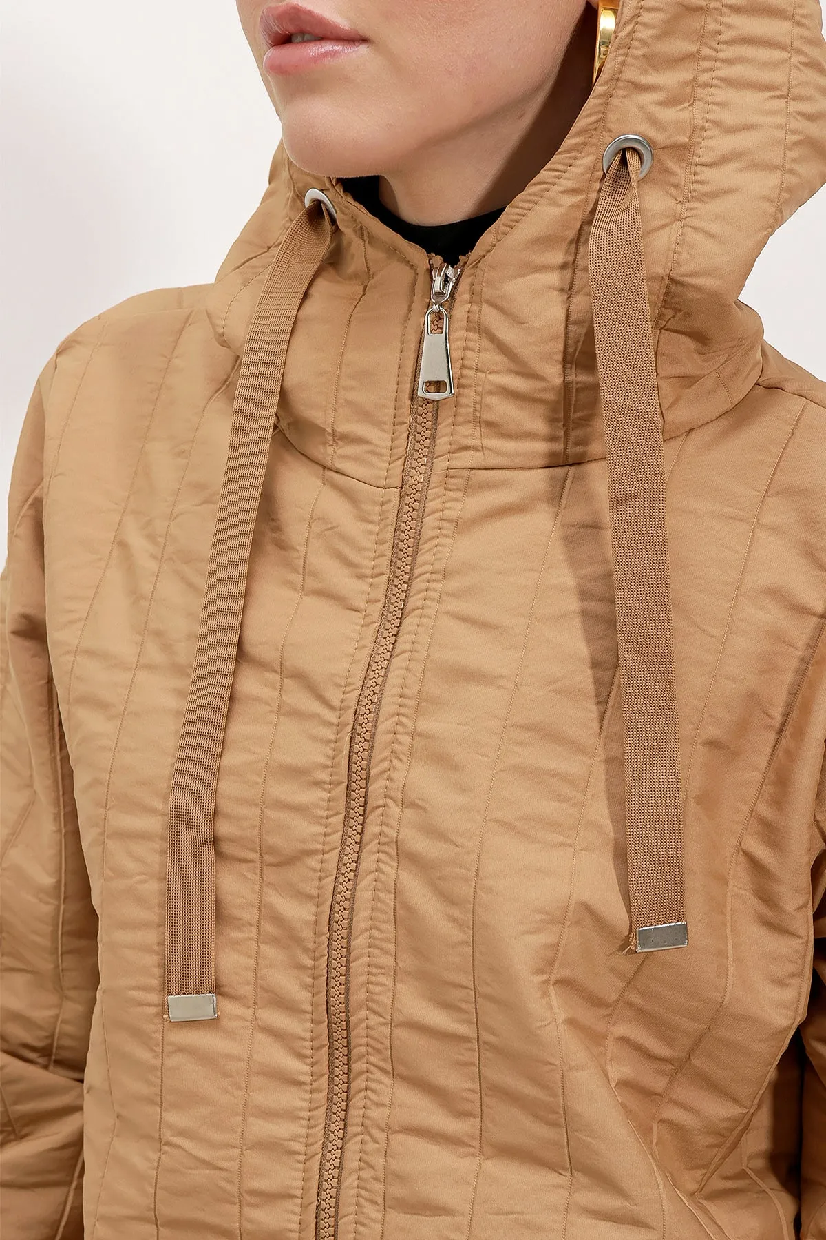 BGD Women Quilted Long Puffer Jacket - Biscuit - Avondale