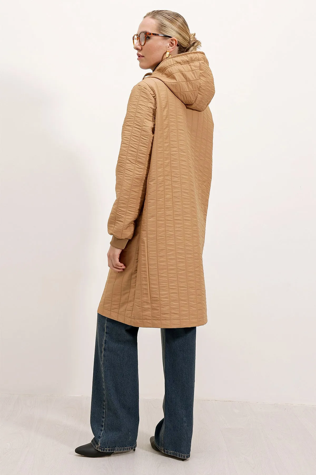 BGD Women Quilted Long Puffer Jacket - Biscuit - Avondale