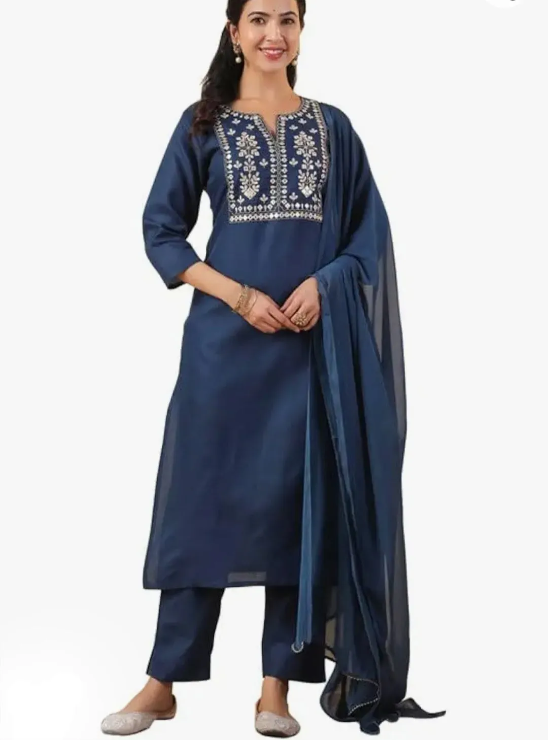Blue Embroidered Kurta Set