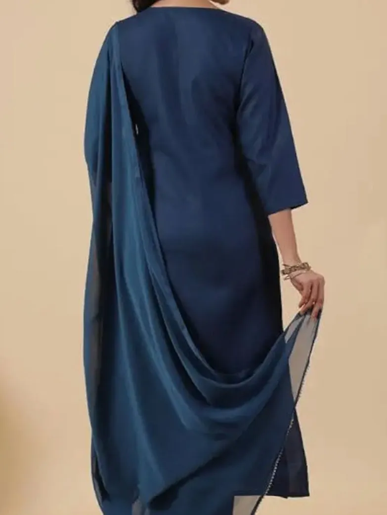 Blue Embroidered Kurta Set