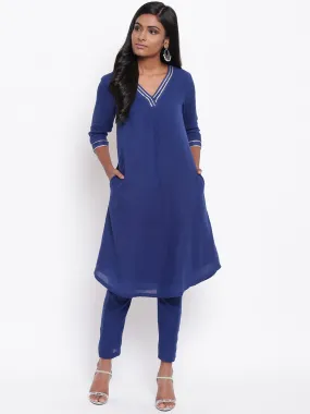 Blue Gota Front Kurta Set