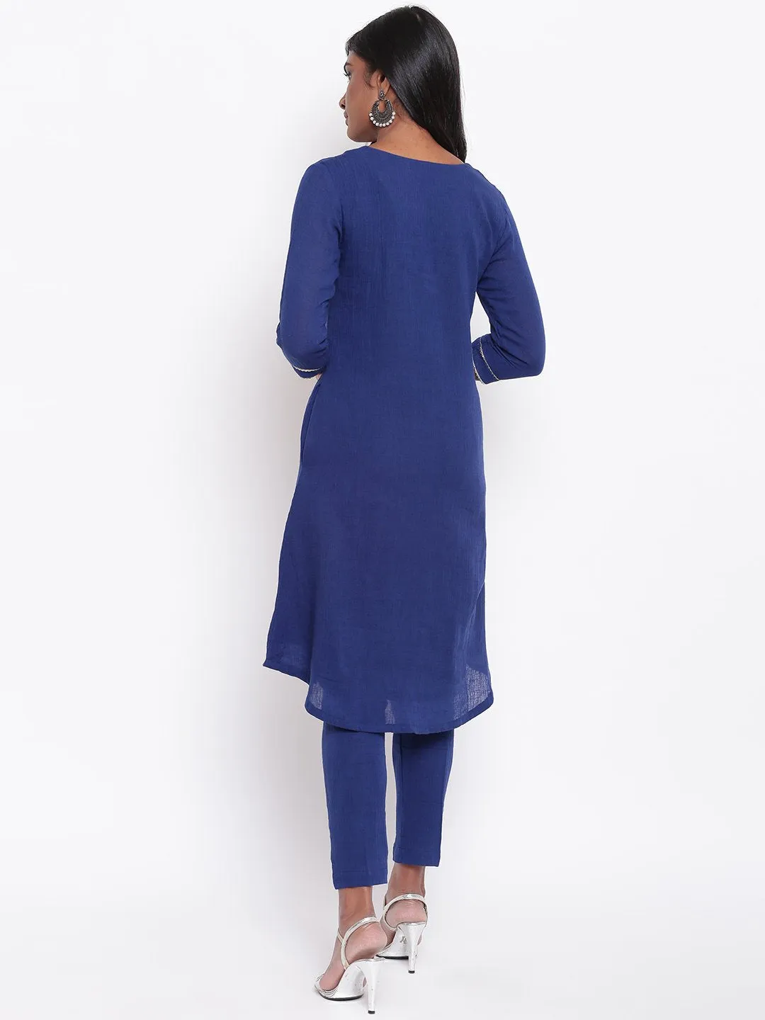 Blue Gota Front Kurta Set