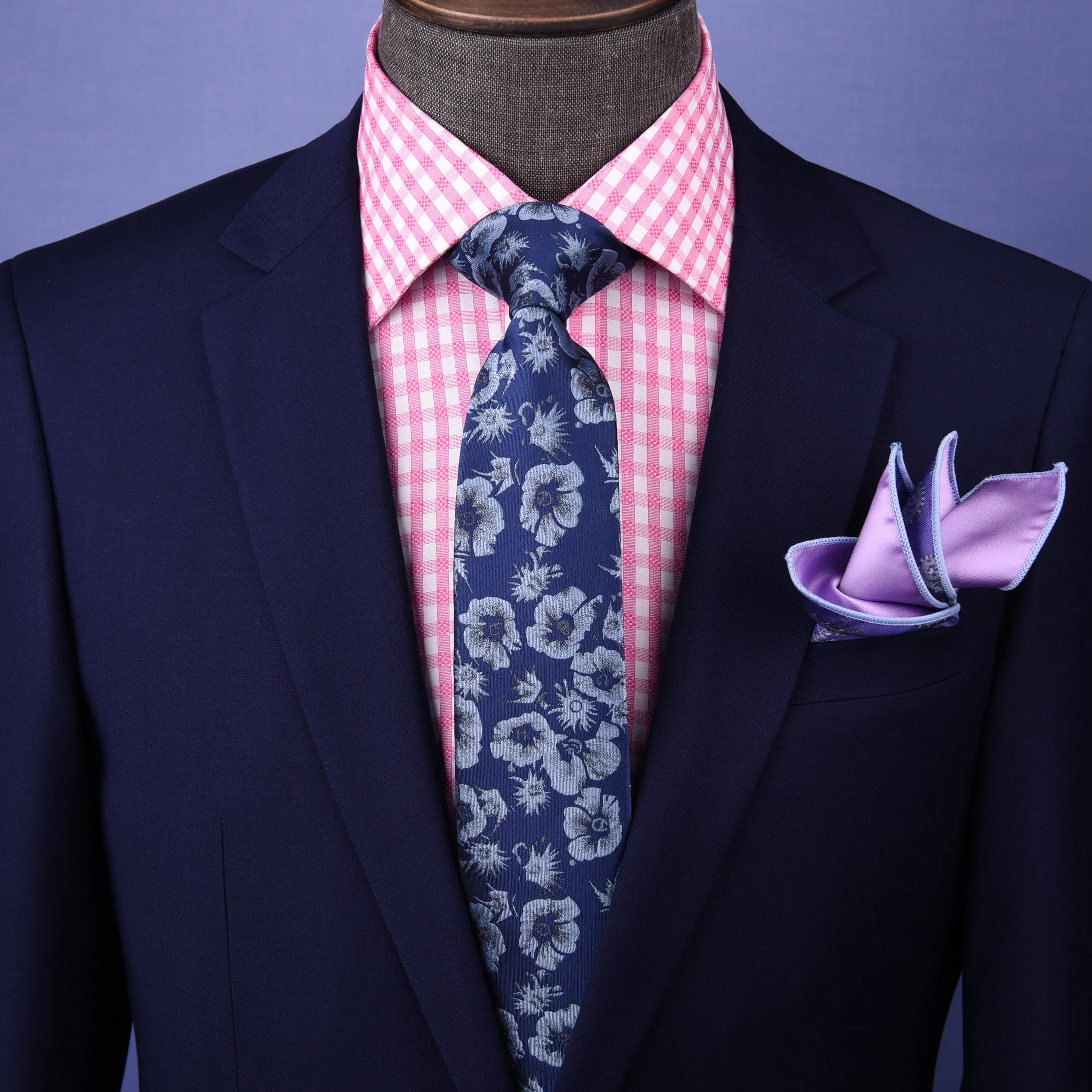 Blue Italian Floral 3" Necktie Business Elegance For Formal Business Ocassion