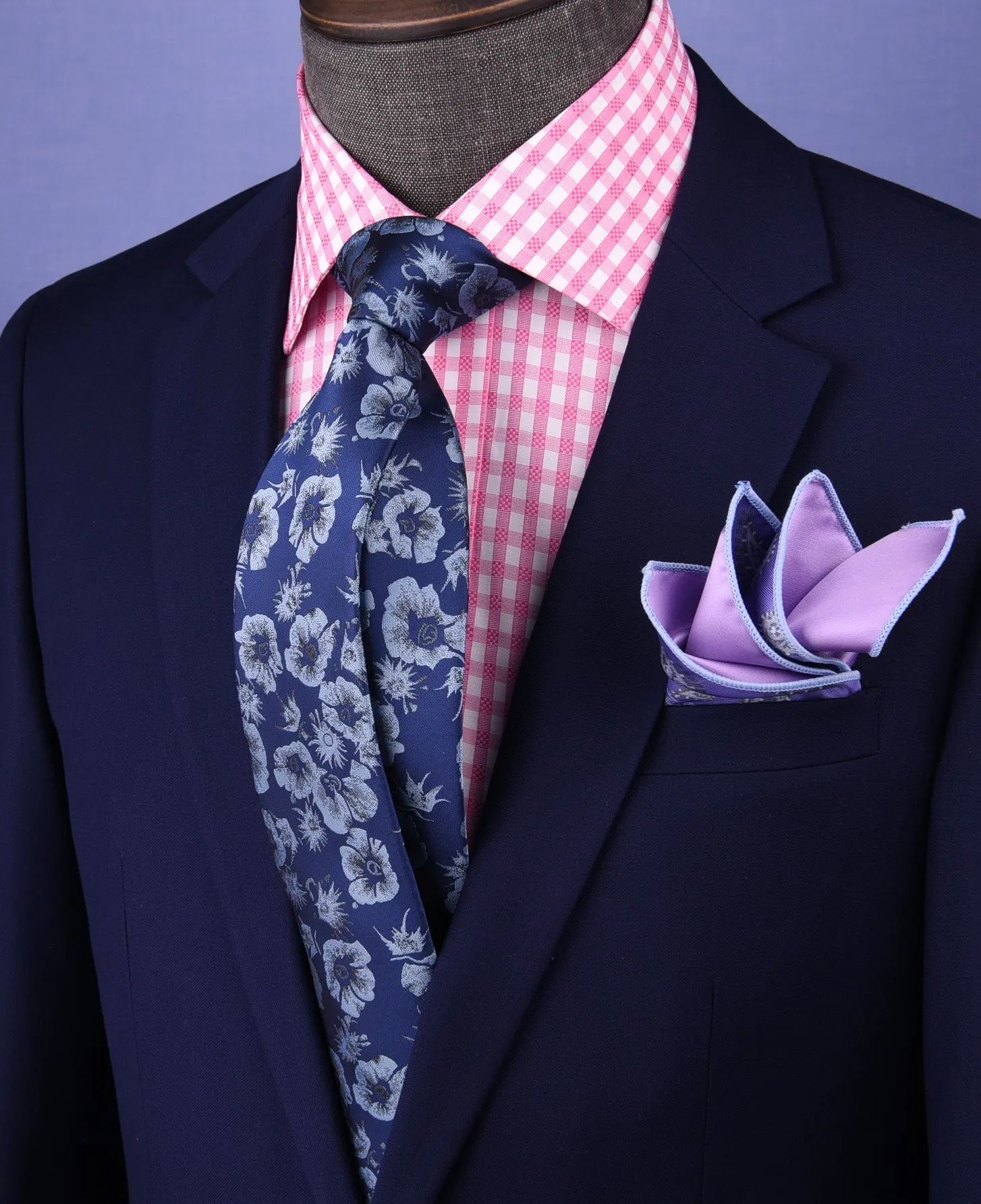 Blue Italian Floral 3" Necktie Business Elegance For Formal Business Ocassion