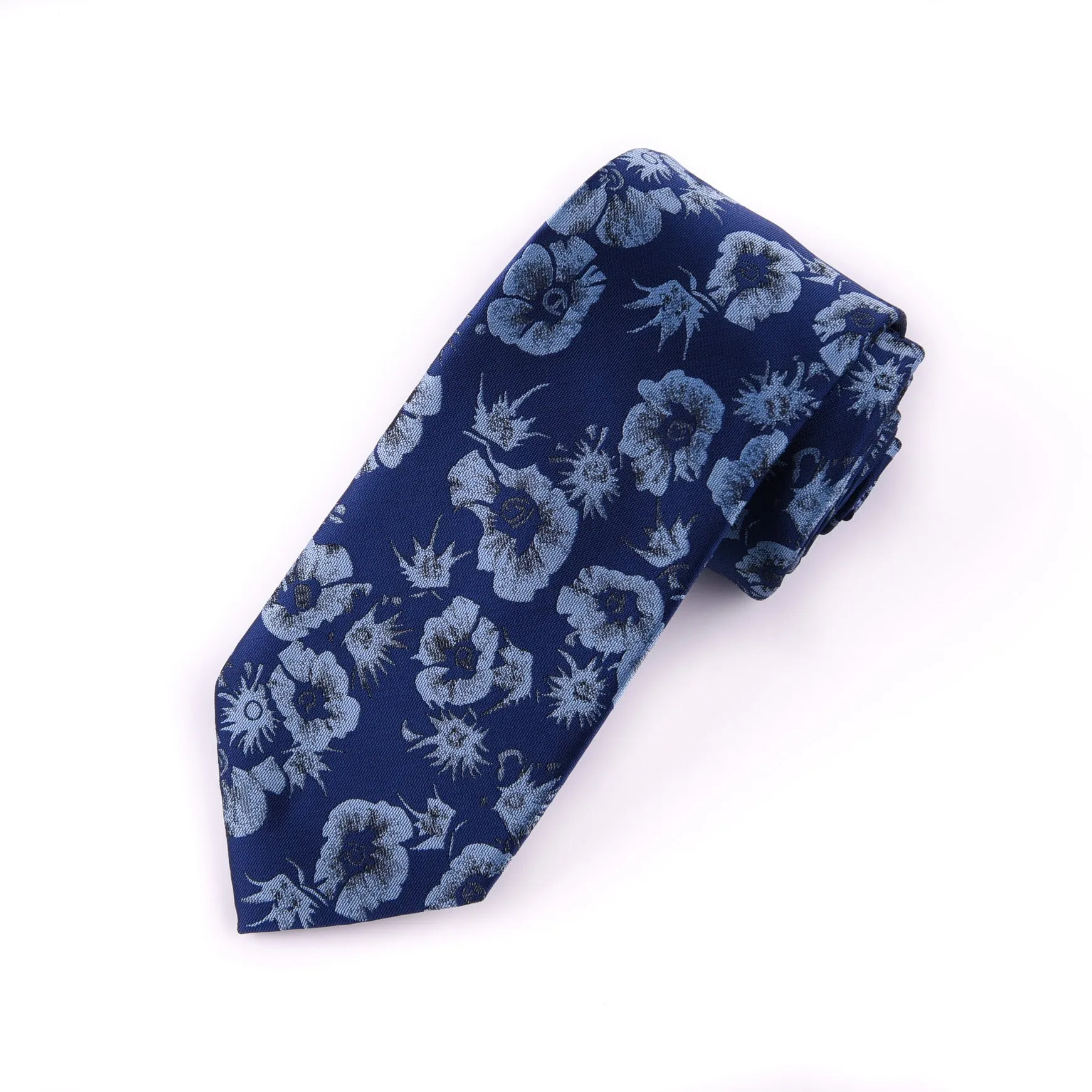 Blue Italian Floral 3" Necktie Business Elegance For Formal Business Ocassion
