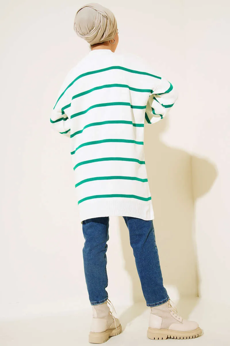 BNG Women -33 Striped Knit Tunic Green - Clermont