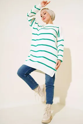 BNG Women -33 Striped Knit Tunic Green - Clermont