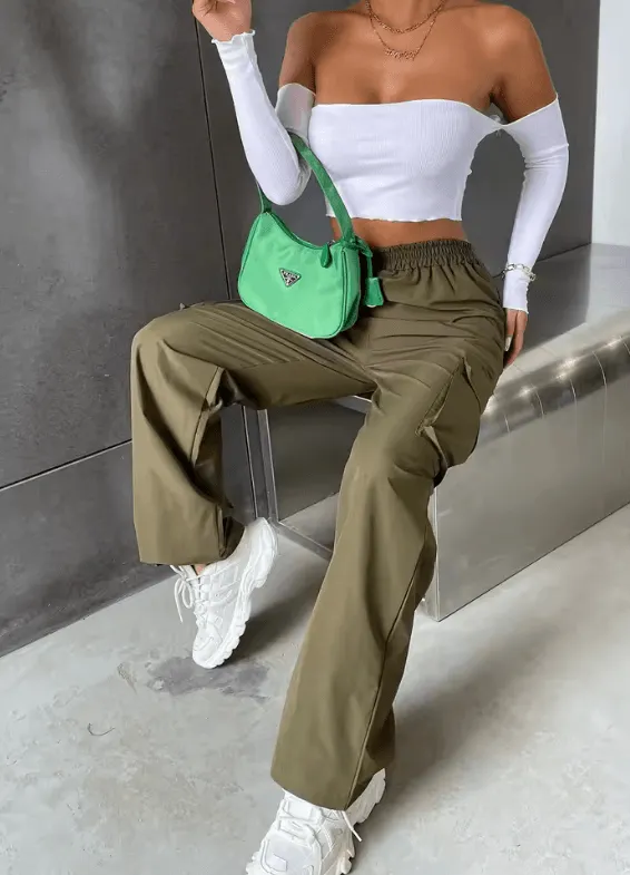 Chic Baggy Joggers for Women | High Waist Casual Cargo Pants