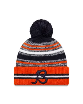 Chicago Bears B Logo New Era 2021 NFL Sideline - Sport Official Pom Cuffed Knit Hat - Orange/Navy