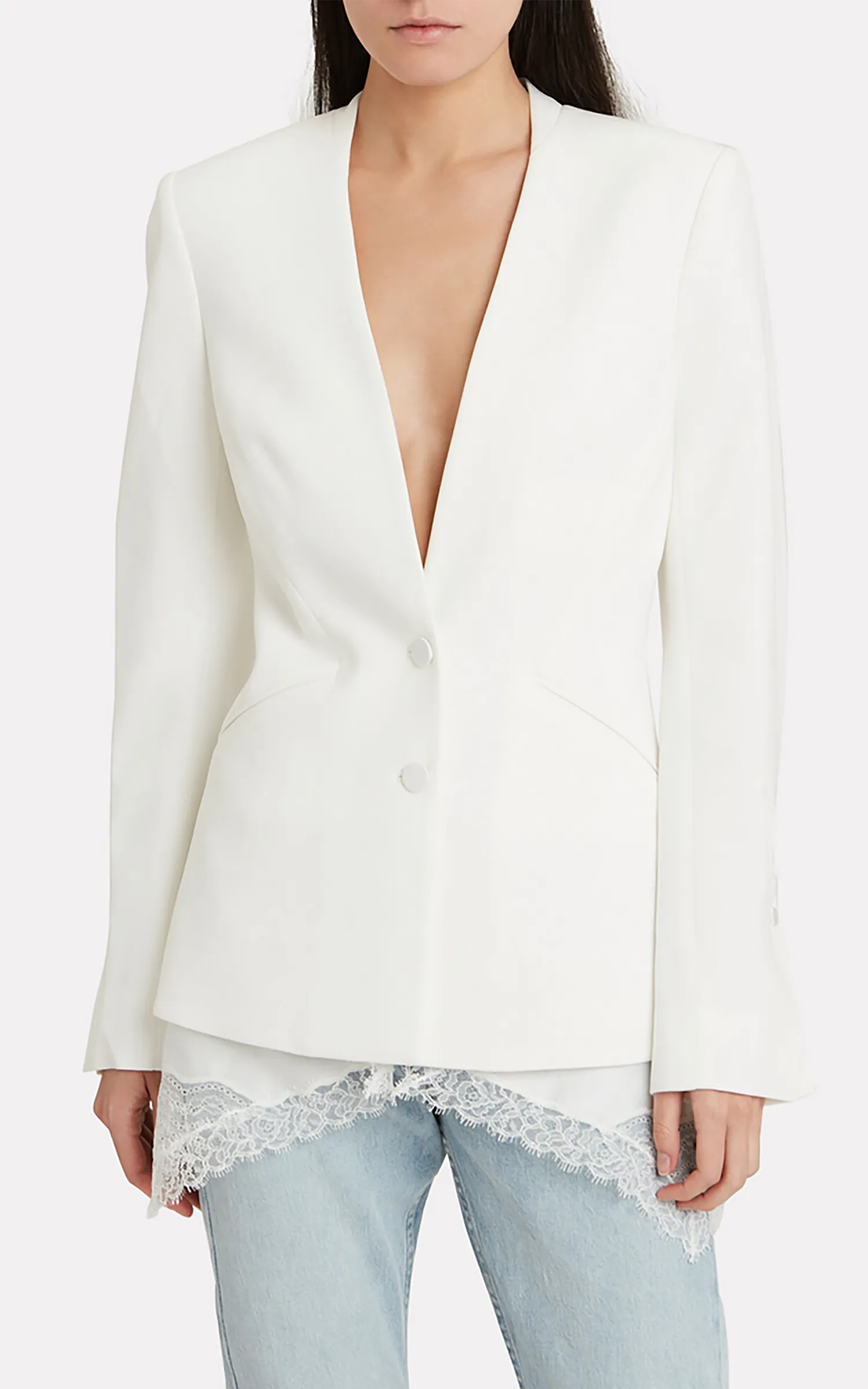 Crepe Combo Basque Blazer White