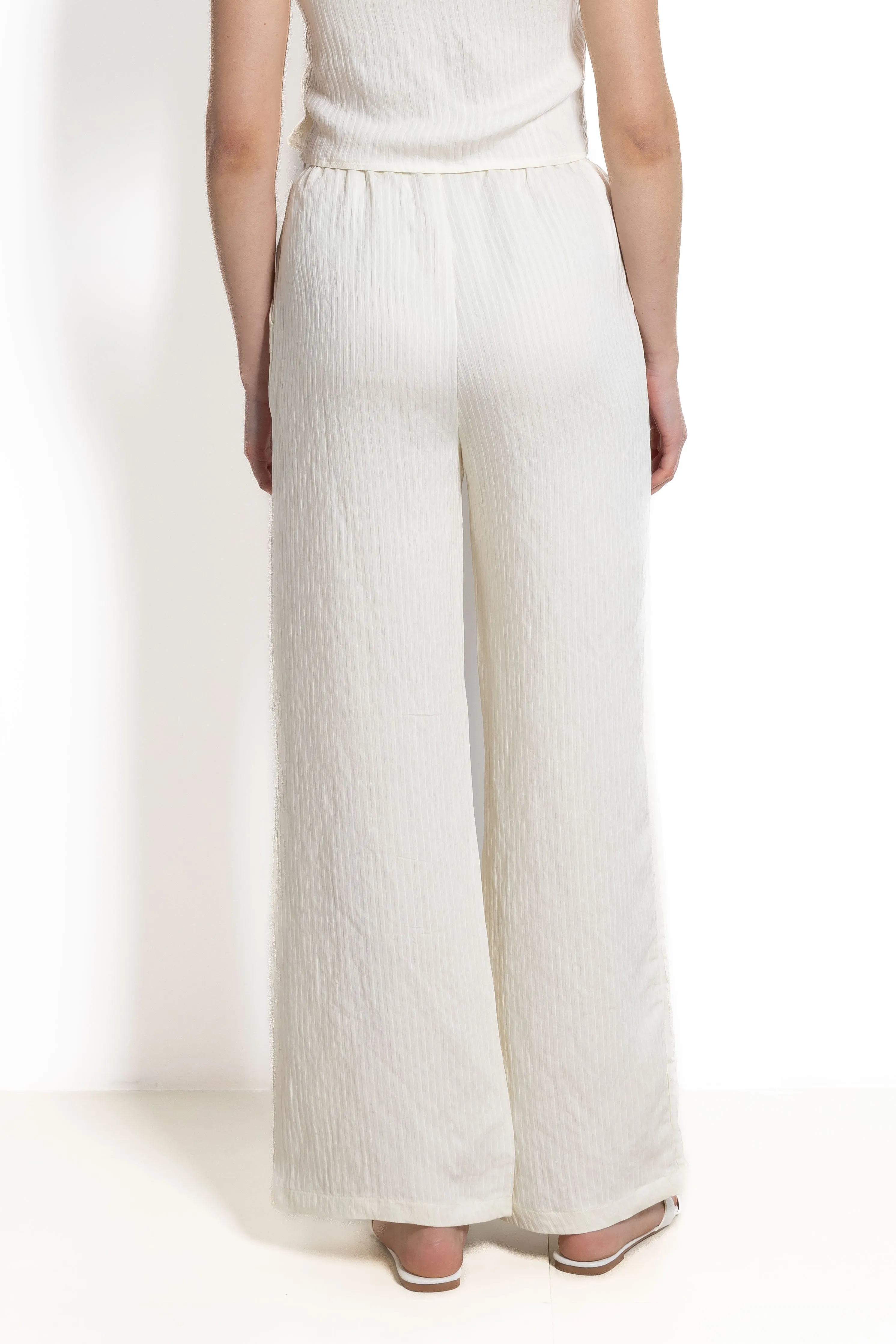 DETAILED STRIPED WIDE-LEG TROUSERS