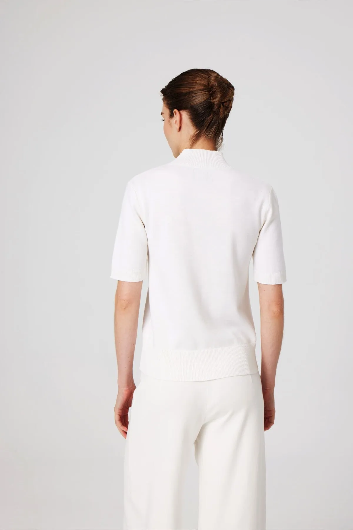 Ecru Half Turtleneck Wool Blend Sweater