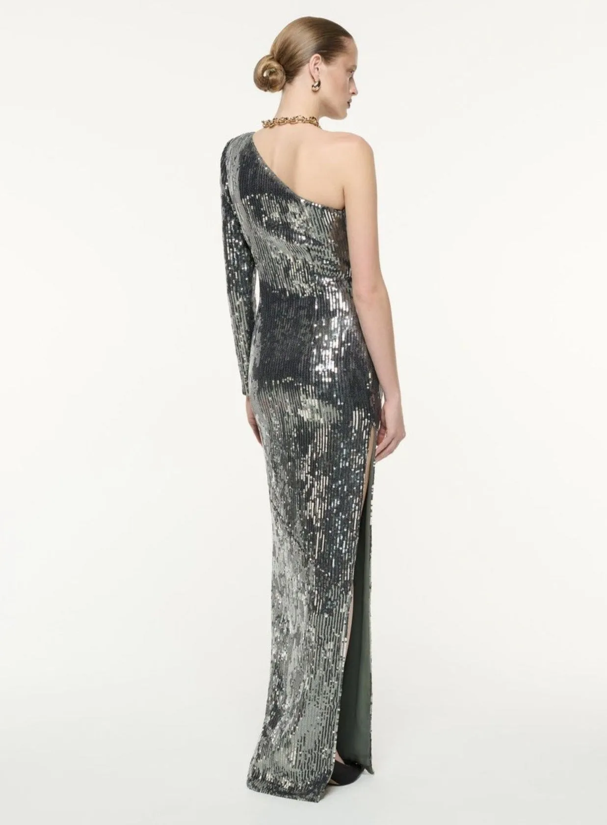 Elegant Silver Sequin Cocktail Party Formal Dress