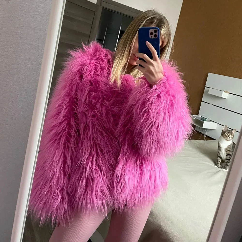 Fashion Winter Top Faux Fur Elegant Coat Thicken Warm Women Jacket