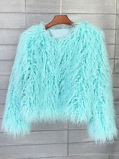 Fashion Winter Top Faux Fur Elegant Coat Thicken Warm Women Jacket