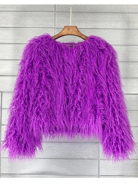 Fashion Winter Top Faux Fur Elegant Coat Thicken Warm Women Jacket