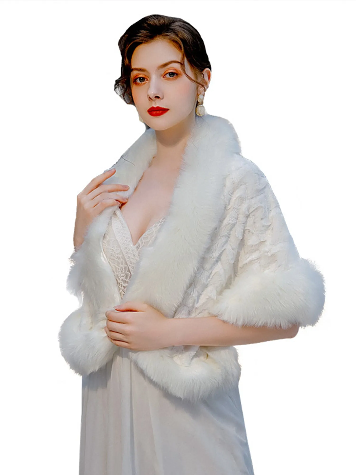 Faux Fur Bridal Wedding Fashion Shawl