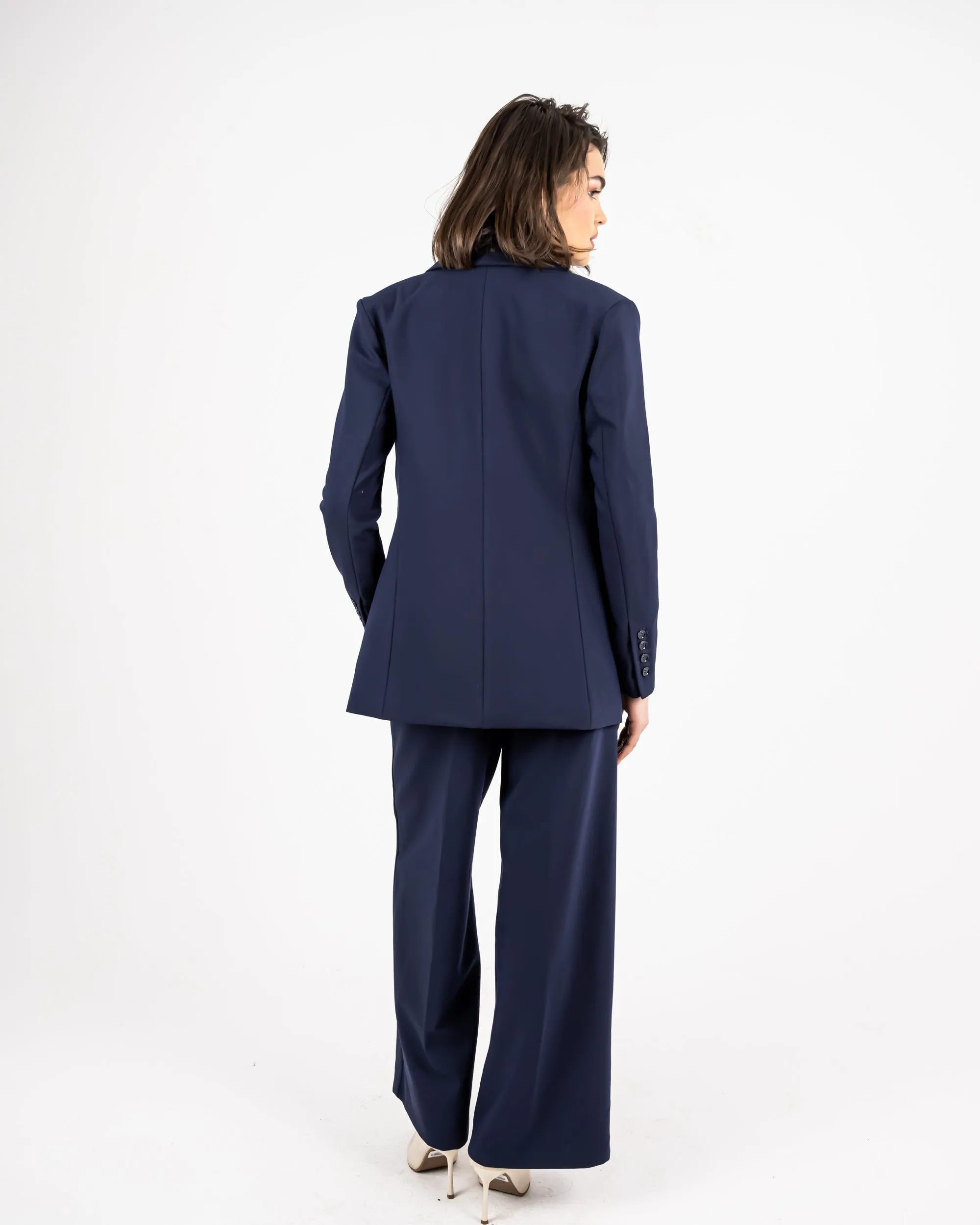 FORMAL WIDE LEG TROUSERS-BLUE BLACK